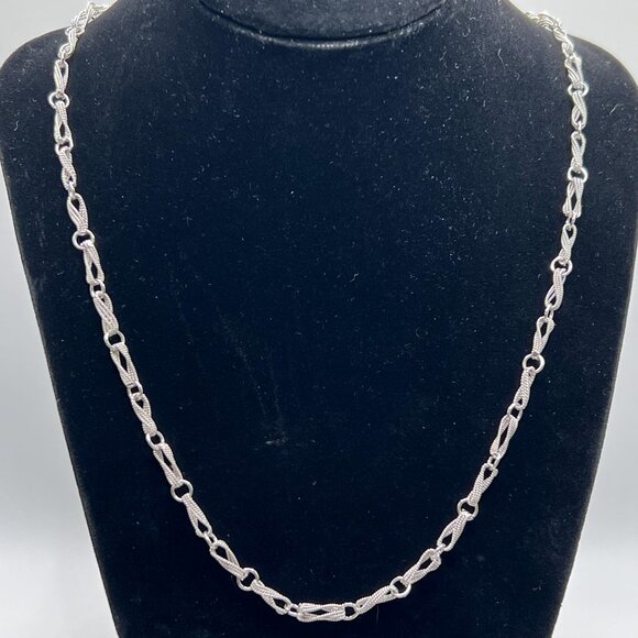 Vintage Silver tone linked braided necklace 26” - Picture 1 of 6